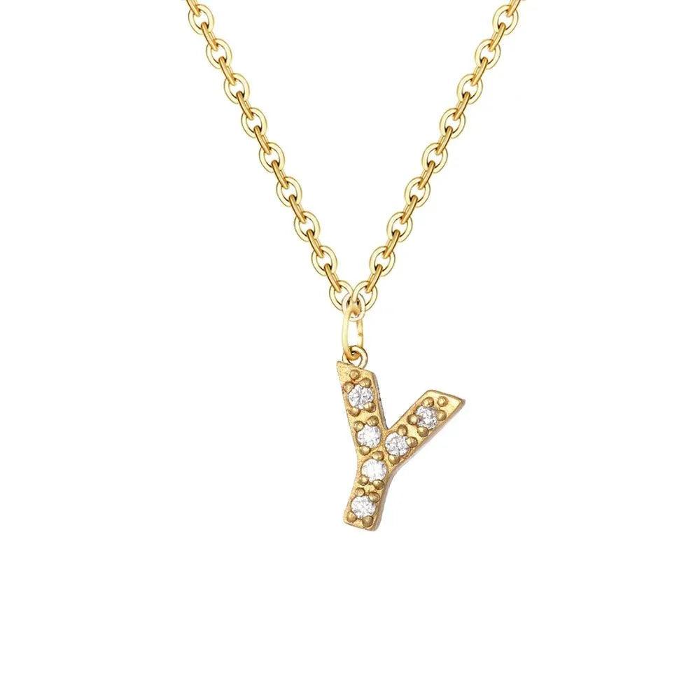 Dainty Zircon Letter Initial, Number, Symbol Chain Necklace