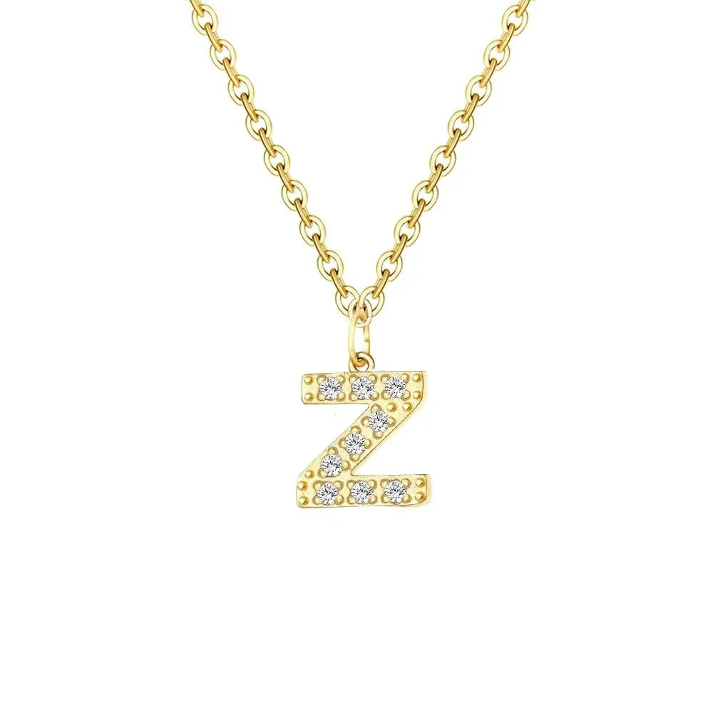 Dainty Zircon Letter Initial, Number, Symbol Chain Necklace
