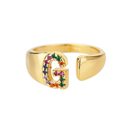 Dazzling Rainbow Custom Letter Initial Rings