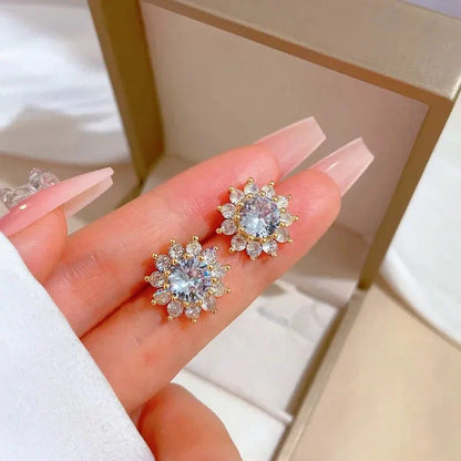 Dazzling Sunflower Floral Necklace and Earrings