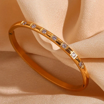 Diamond Accented Gold Cuff Bracelet