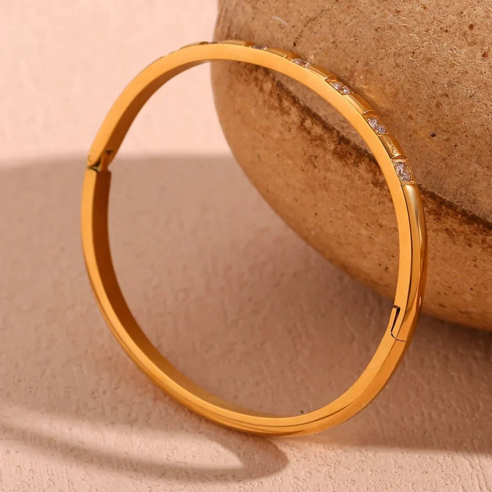 Diamond Accented Gold Cuff Bracelet