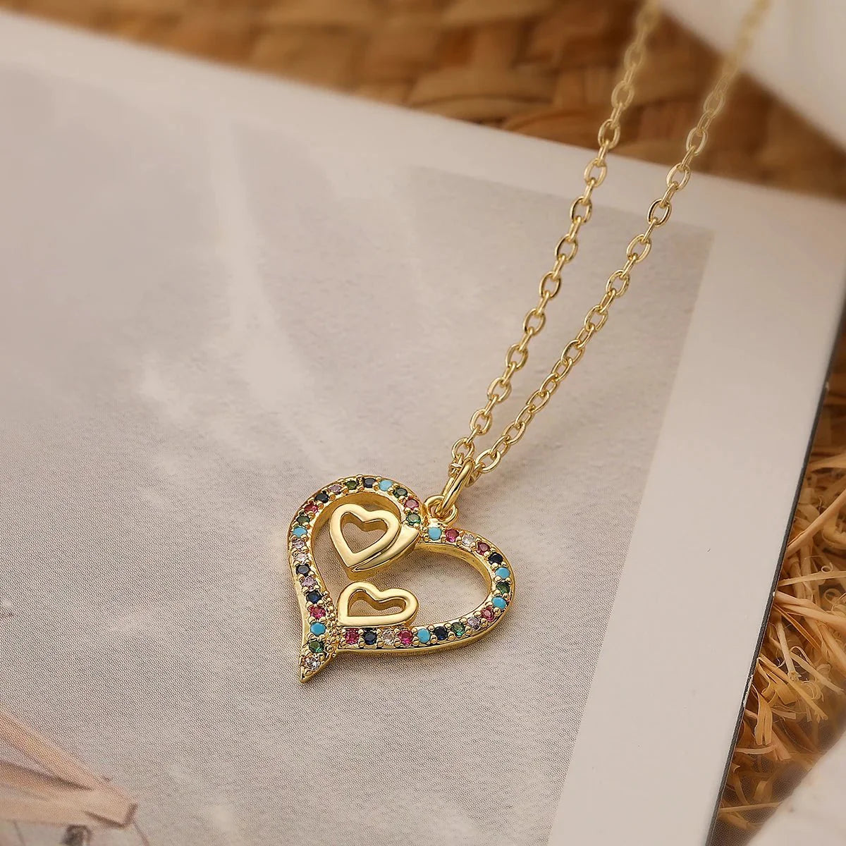 Diamond Filled Heart Necklaces