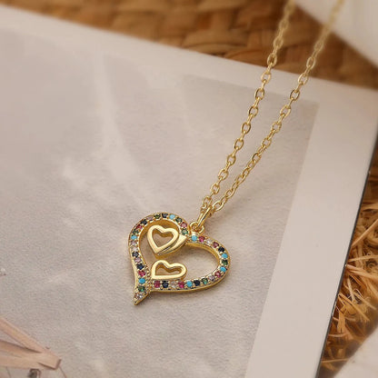 Diamond Filled Heart Necklaces