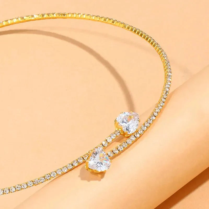 Diamond Heart Open Choker Necklace
