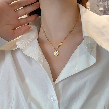 Double Sided Roman Numeral Pendant Necklace