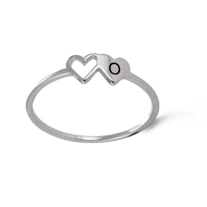 Dual Heart Letter Initial Ring