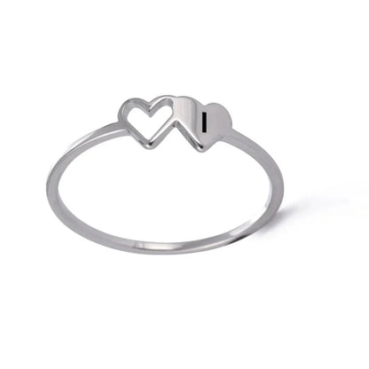 Dual Heart Letter Initial Ring