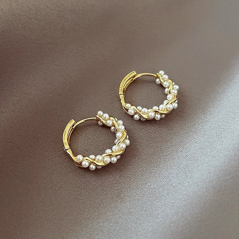 Elegant Beaded Hoop Earrings