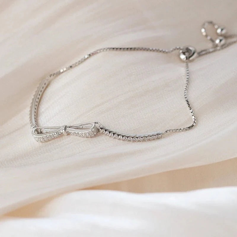 Elegant Diamond Bow Bracelet
