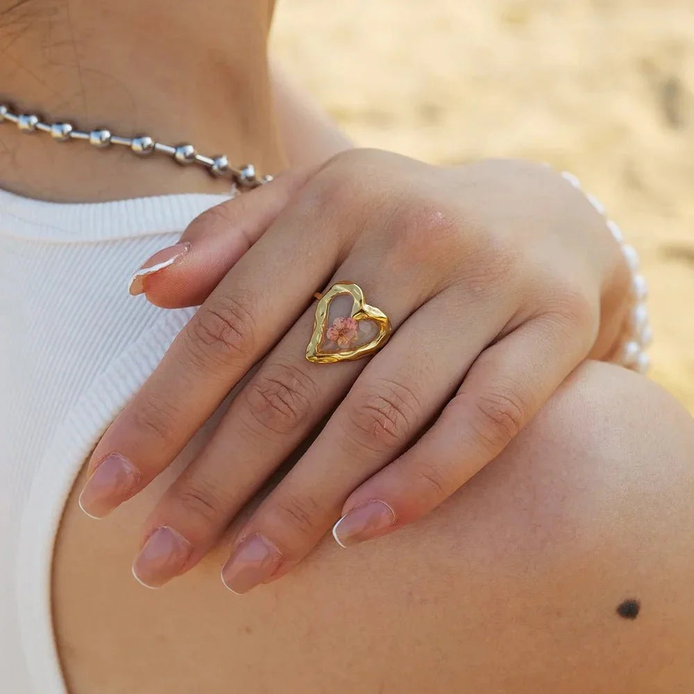 Elegant Floral Adjustable Rings