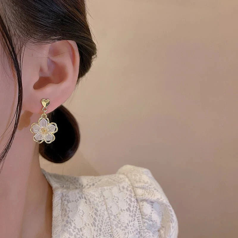 Elegant Gold Accented Floral Earrings