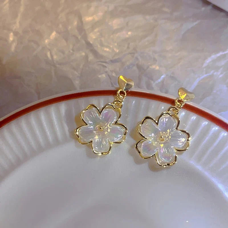 Elegant Gold Accented Floral Earrings