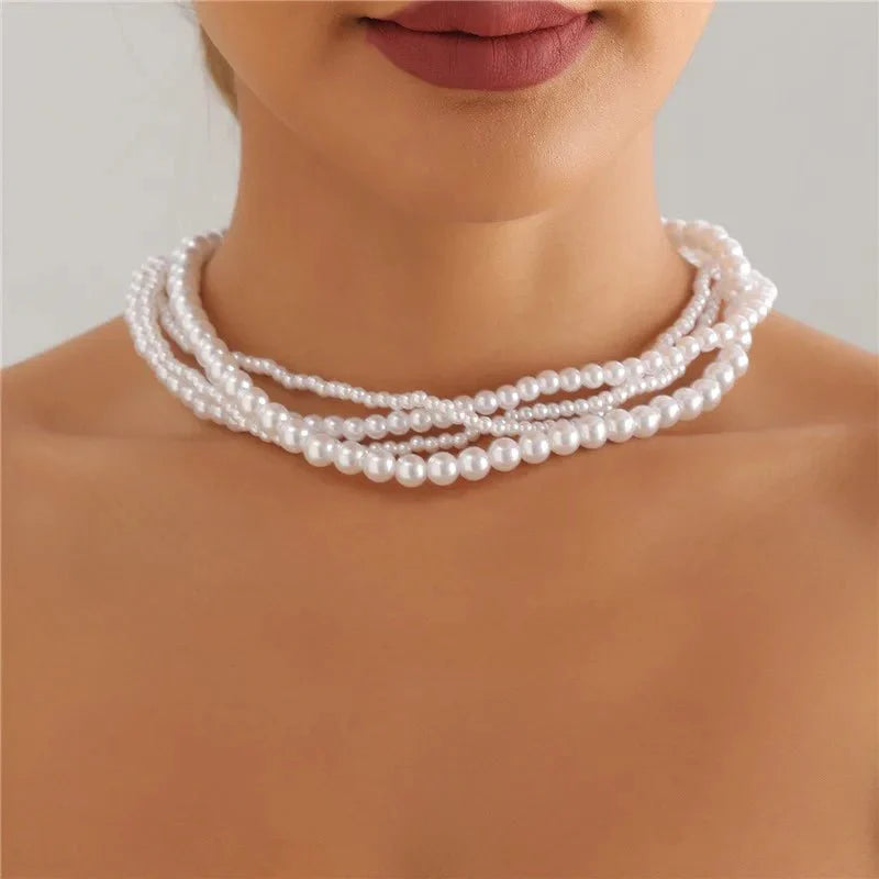 Elegant Pearl Embrace Layered Choker Necklace