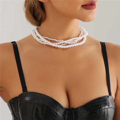 Elegant Pearl Embrace Layered Choker Necklace