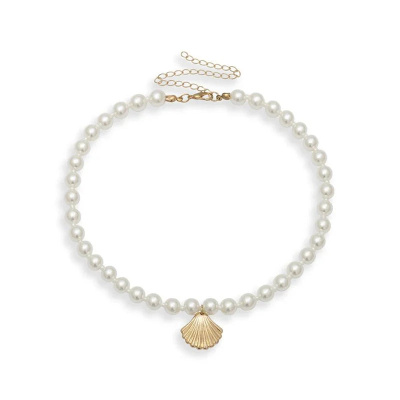 Elegant Sea Shell Pearl Necklace