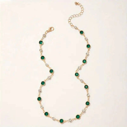Emerald and Diamond Spaced Choker Necklace