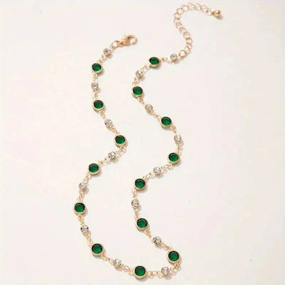 Emerald and Diamond Spaced Choker Necklace