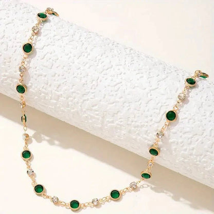 Emerald and Diamond Spaced Choker Necklace