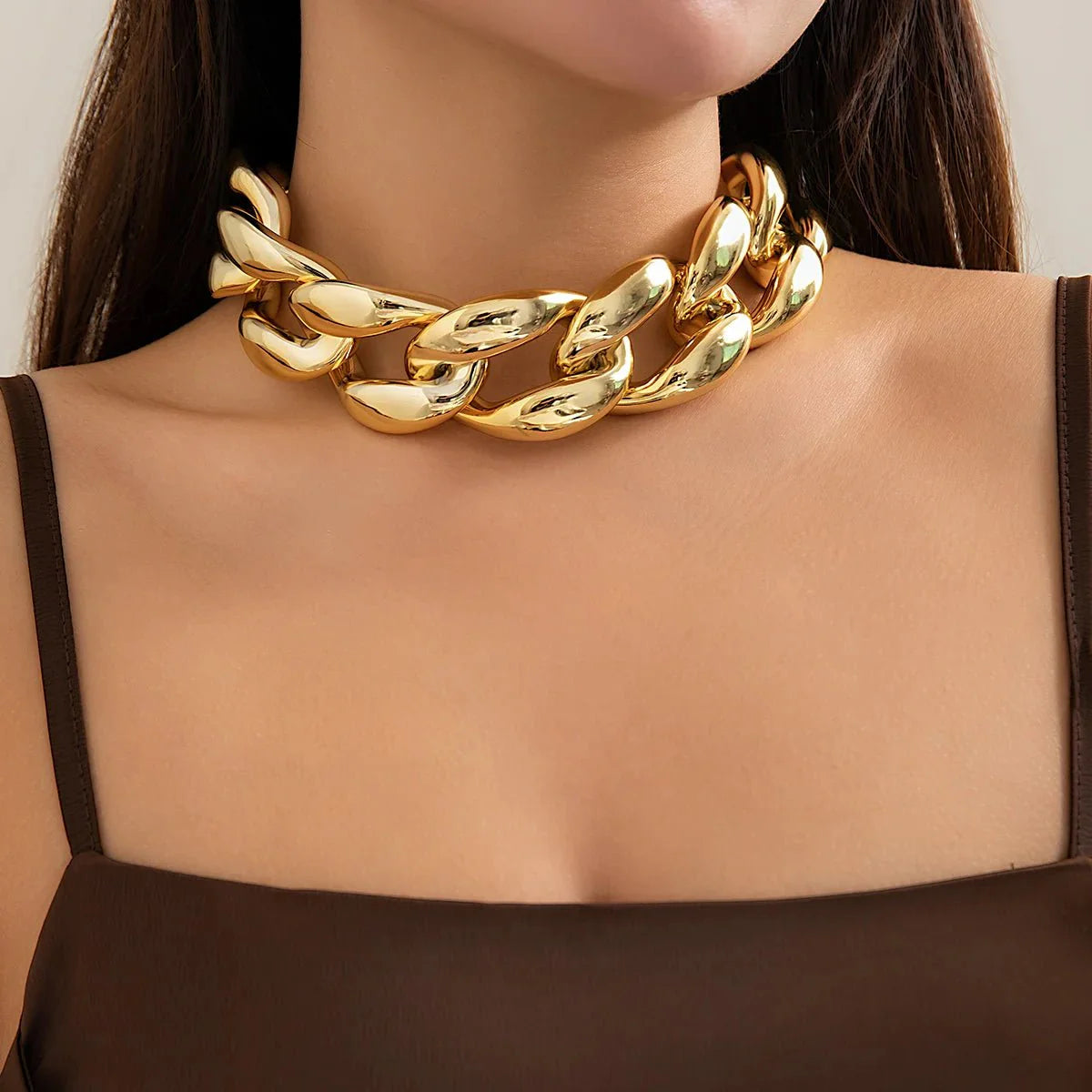 Exaggerated Chunky Cuban Link Choker Necklace
