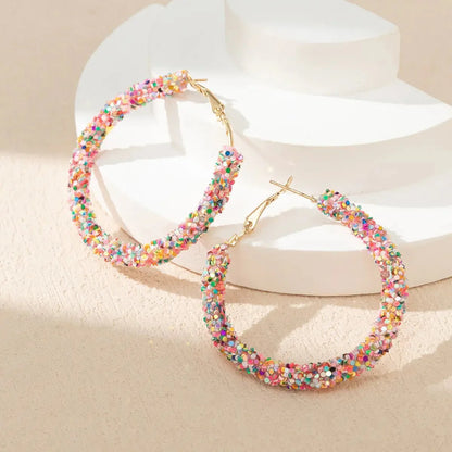 Feminine Rainbow Sprinkle Hoop Earrings