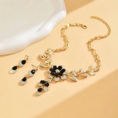 Floral Diamond Necklace and Earring Set