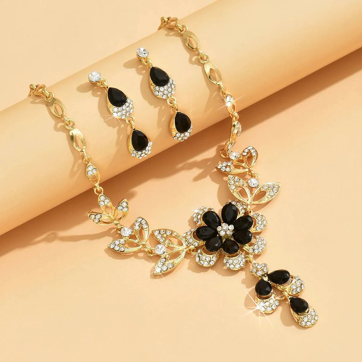 Floral Diamond Necklace and Earring Set