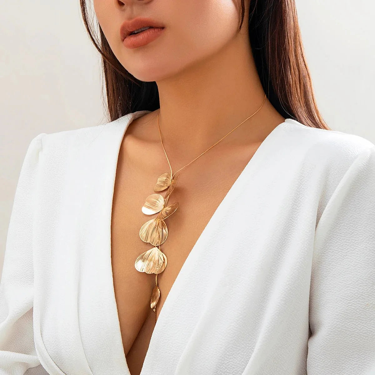 Floral Petals Lariat Tassel Necklace