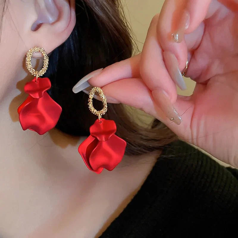 Floral Rose Petal Earrings