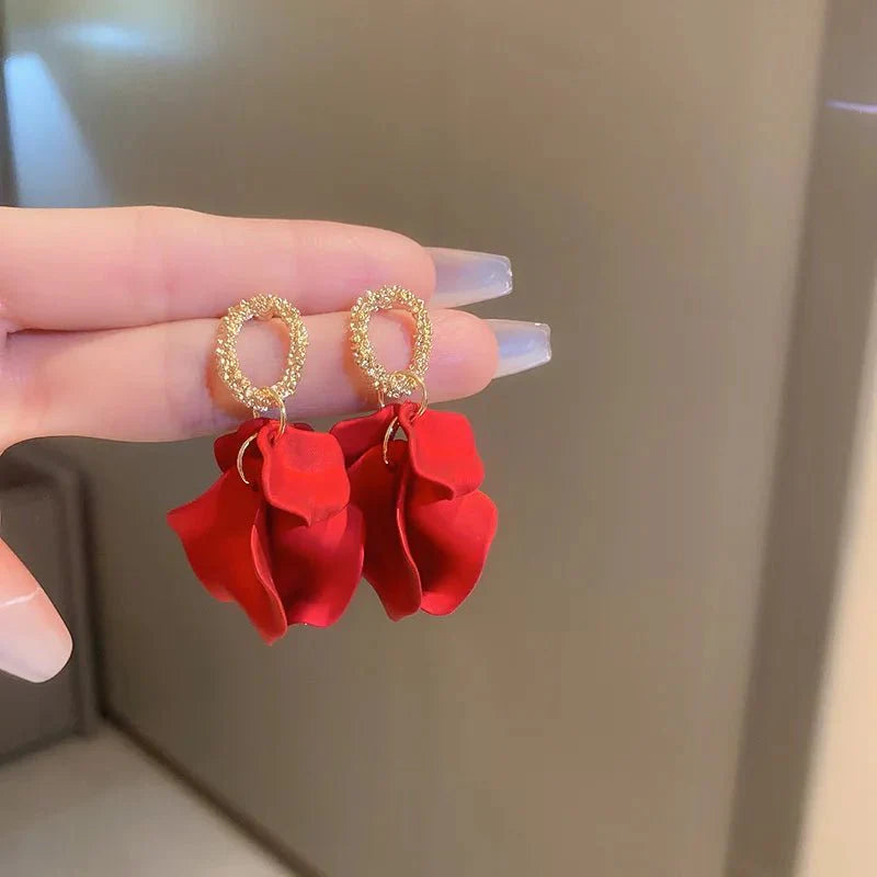 Floral Rose Petal Earrings