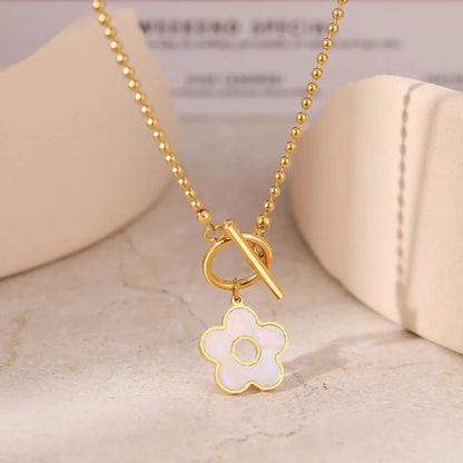 Floral Shell Open Clasp Necklace