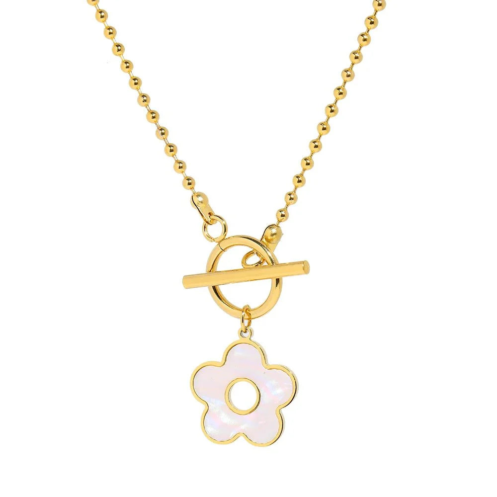 Floral Shell Open Clasp Necklace
