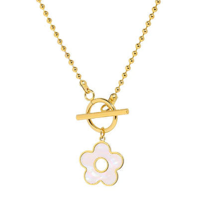 Floral Shell Open Clasp Necklace