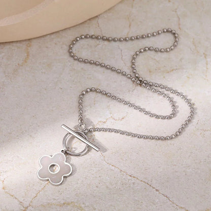 Floral Shell Open Clasp Necklace