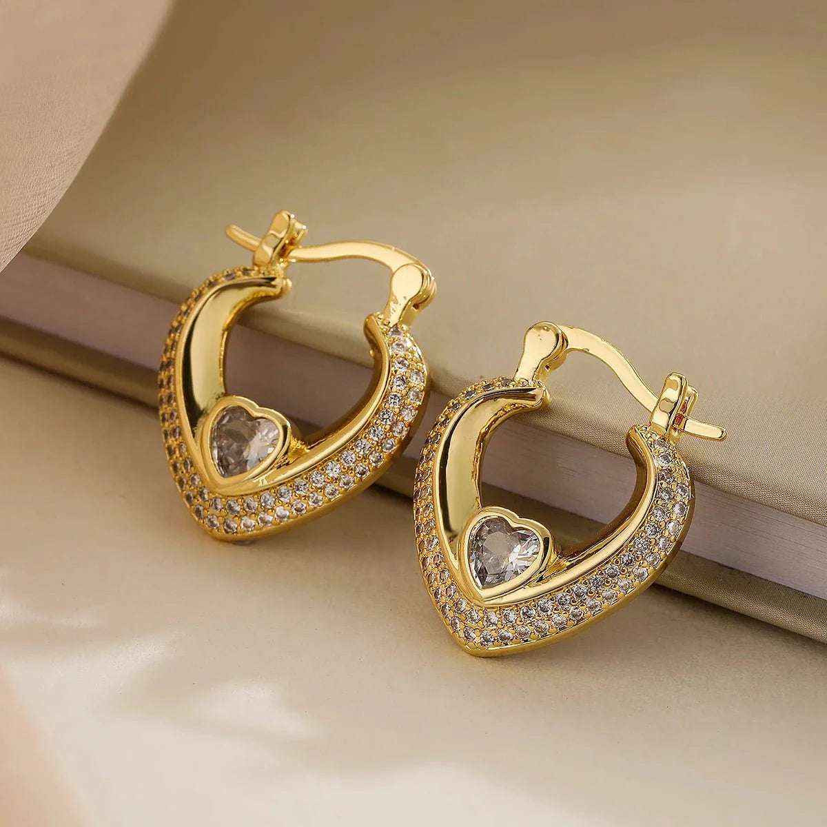 Glamorous Diamond Heart Earrings