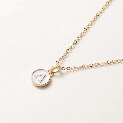 Gold Accented Circle Letter Initial Necklace