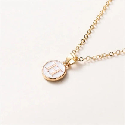 Gold Accented Circle Letter Initial Necklace