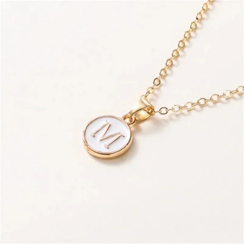 Gold Accented Circle Letter Initial Necklace