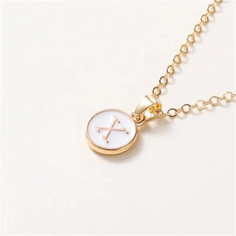 Gold Accented Circle Letter Initial Necklace