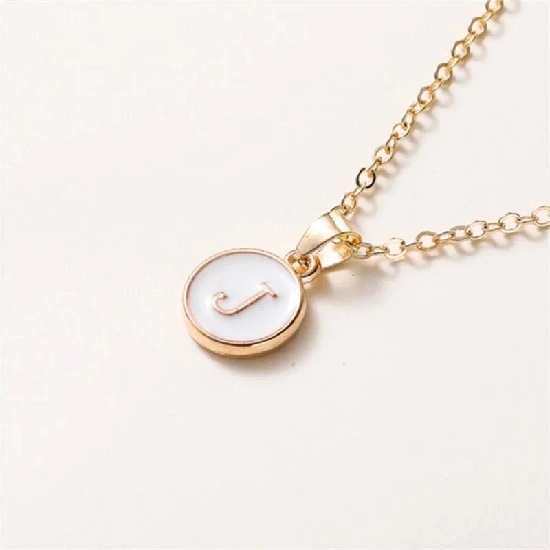 Gold Accented Circle Letter Initial Necklace