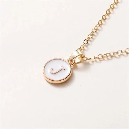 Gold Accented Circle Letter Initial Necklace