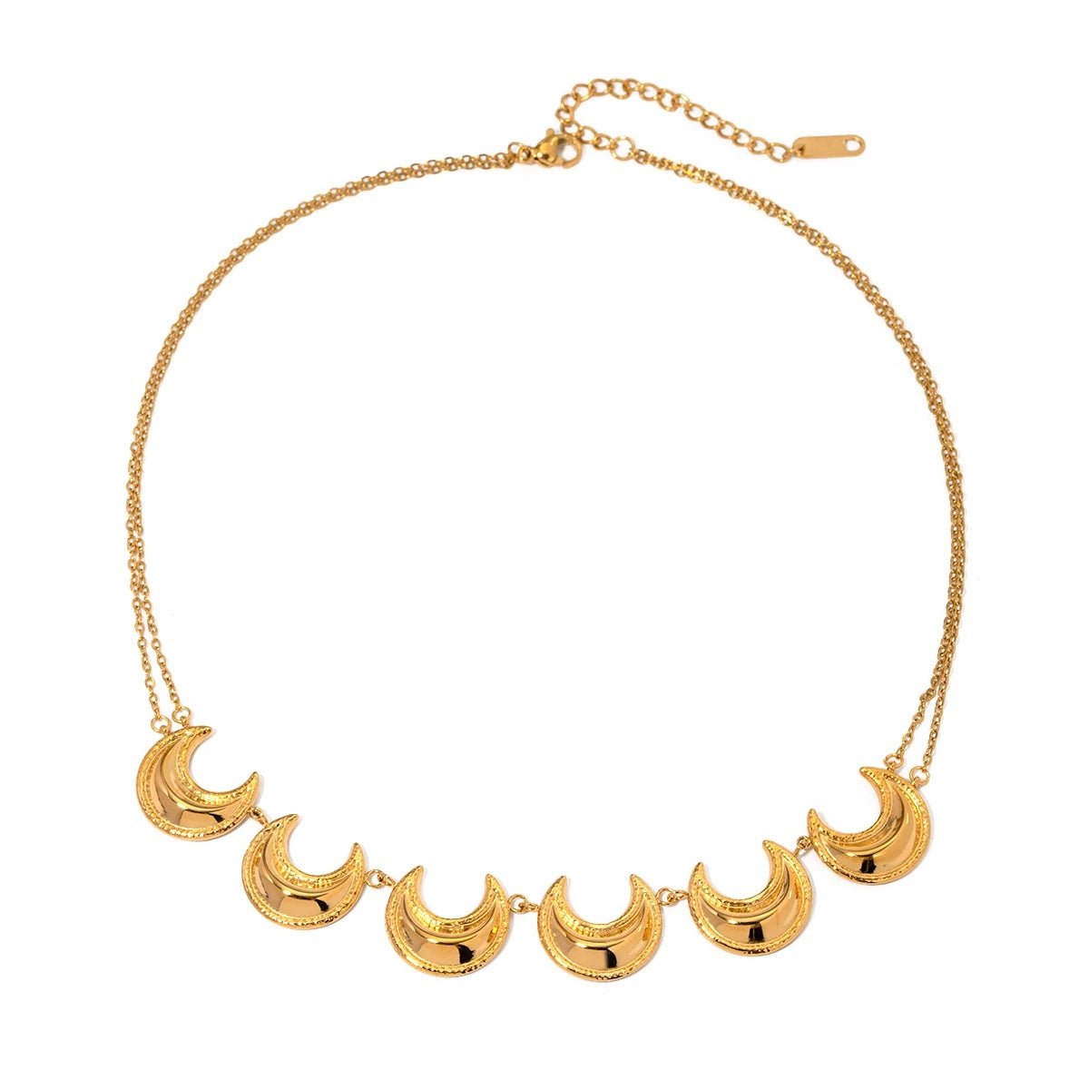 Golden Crescent Moon Astrology Necklace Bracelet Earrings Jewelry Set