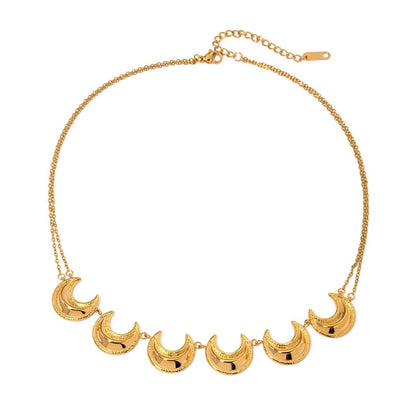 Golden Crescent Moon Astrology Necklace Bracelet Earrings Jewelry Set