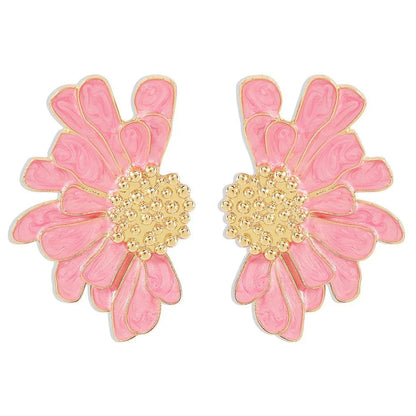 Half Flower Enamel Earrings