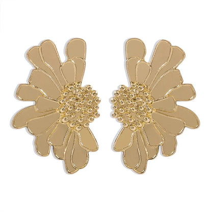 Half Flower Enamel Earrings