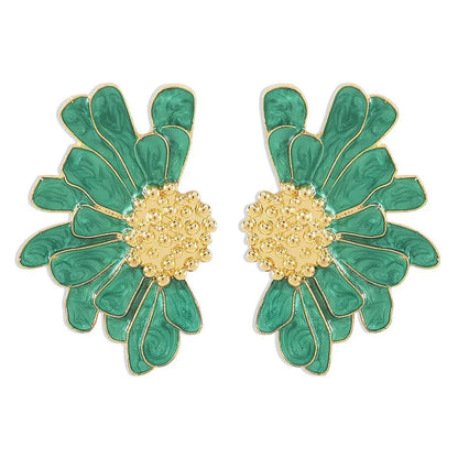 Half Flower Enamel Earrings
