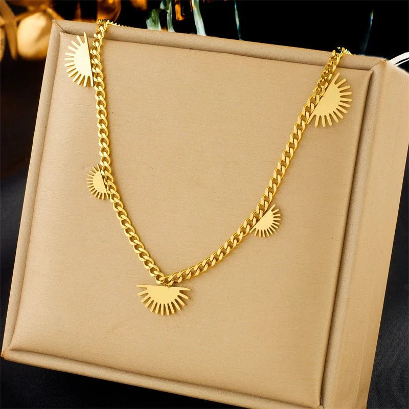 Half Sun Charm Necklace and Bracelet Set