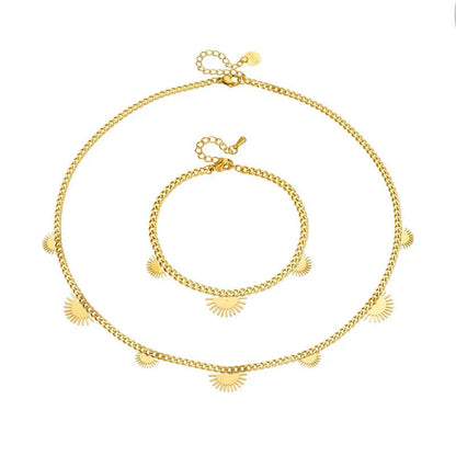 Half Sun Charm Necklace and Bracelet Set