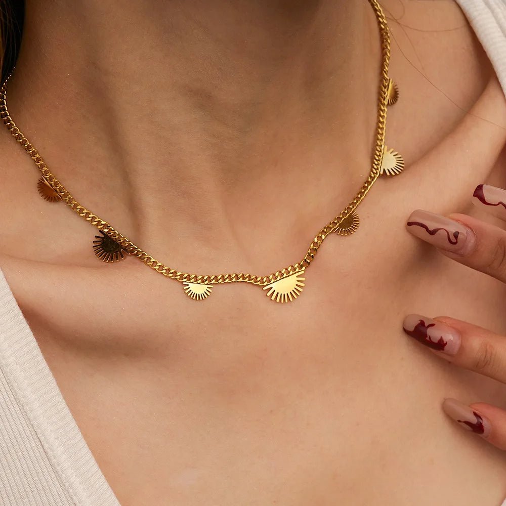 Half Sun Charm Necklace and Bracelet Set