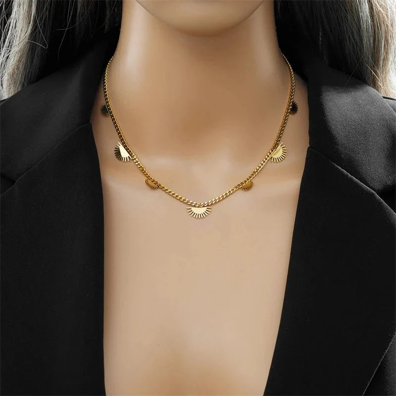 Half Sun Charm Necklace and Bracelet Set